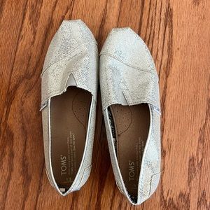 White Glitter TOMS shoes